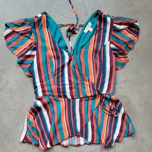 Striped fun flowy Short Sleeve Blouse